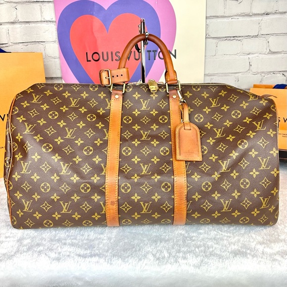 Louis Vuitton Handbags - Louis Vuitton Keepall 55 Duffel Bag Travel Bag with lock key, tag poignet